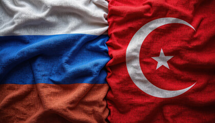 Diplomatic relations between russia and turkey international context flags displayed political environment close-up view