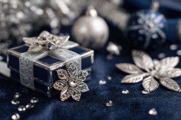 Naklejka premium Elegant Holiday Gift Box with Ornaments