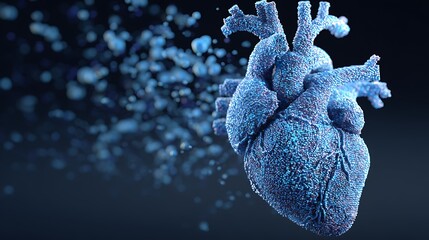 Abstract human heart model for medical research and cardiology health concept background design