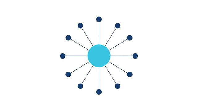 A blue central node connected to multiple smaller blue nodes via dotted lines