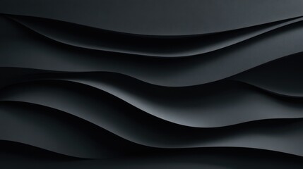 Fototapeta premium Elegant 3D Black Surface. Undulating Abstract Wallpaper with Ripple Effect and Ample Copy Space