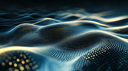 Stunning abstract blue and gold wave pattern for modern technology, data visualization, and futuristic backgrounds that capture imagination and inspire innovation