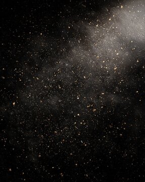 Abstract black background with gold glitter particles