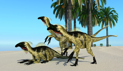 Beipiaosaurus Dinosaurs at Beach - Beipiaosaurus was a herbivorous theropod dinosaur that lived in China in the Cretaceous Period.