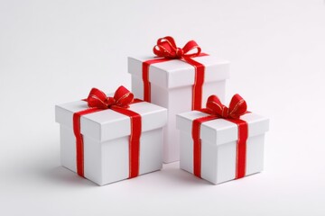 Obraz premium White Gift Boxes with Red Ribbons