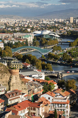 Vertical View Of Bridge Of Peace And Public Service Hall In Tbilisi