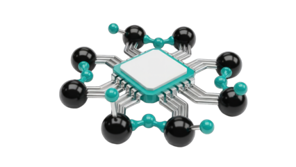 Abstract CPU Circuit Connected on White Background