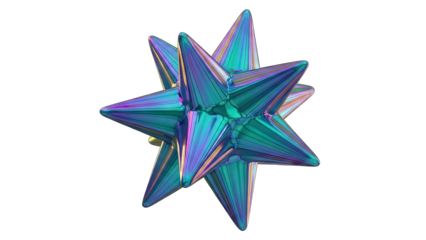 Abstract Geometric Star Shape on White Background, Colorful Iridescent Effect