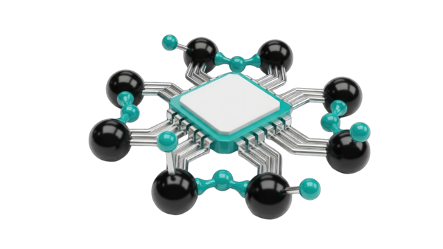 Abstract CPU Circuit Connected on White Background