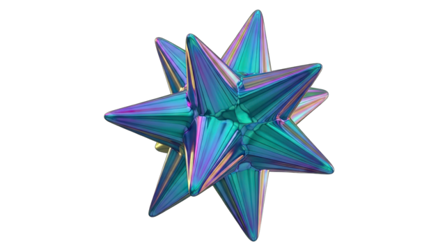 Abstract Geometric Star Shape on White Background, Colorful Iridescent Effect