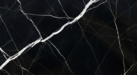 Elegant black marble surface with striking white veins texture