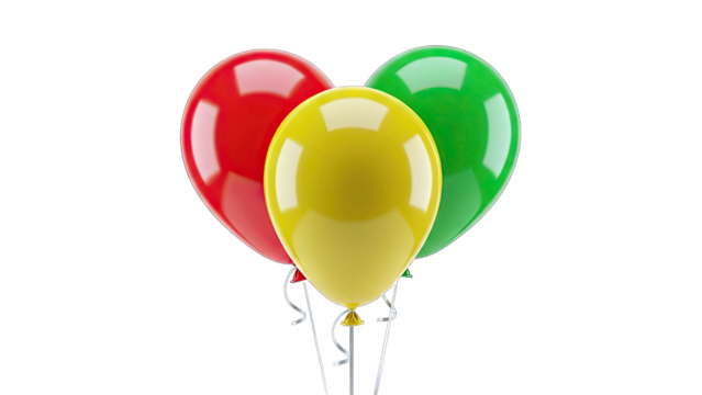 Balloons Floating Together on White Background