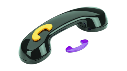 Black Telephone Handset and Receiver Isolated on White Background