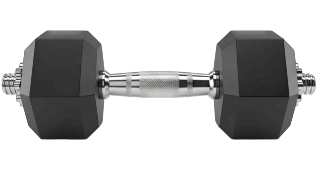 Black Dumbbell Isolated on White Background - Powered by Adobe
