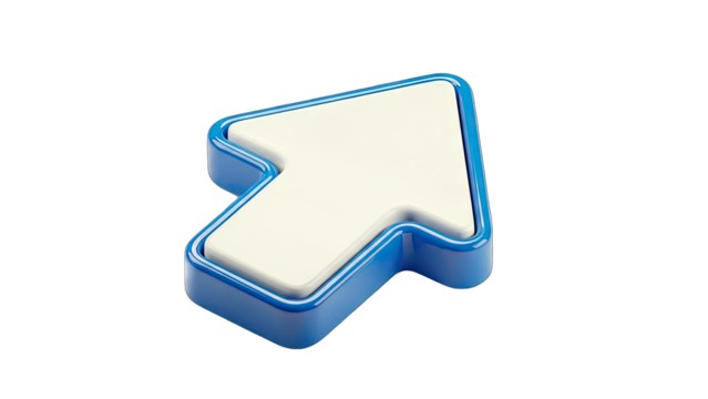 Blue Arrow Pointing Up, Isolated on White