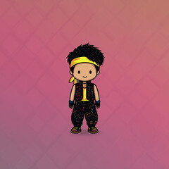 K-POPボーイズグループアイドル。ちびキャラ。キャラクター。アイコン