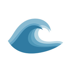 Obraz premium Stylized blue ocean wave graphic icon illustration.