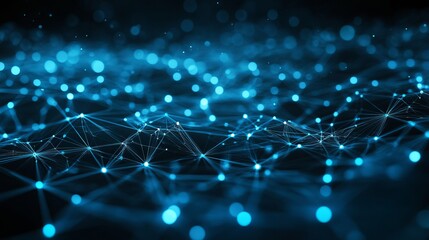 Stunning blue network visualization for modern technology and innovation projects with connected data points, perfect for digital transformation marketing