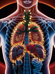 X-Ray Human Body with Christmas Lights