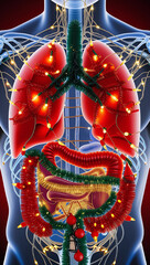 X-Ray Human Body with Christmas Lights