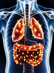 X-Ray Human Body with Christmas Lights