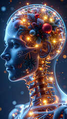 X-Ray Human Body with Christmas Lights