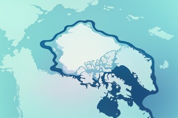 Obraz premium Abstract representation of the Arctic region showcasing glacial outlines and water features emphasizing climate impact and environmental awareness