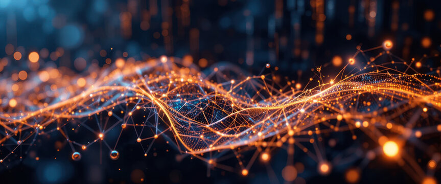 Dynamic light waves abstract background digital art futuristic environment close-up view technology concept