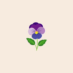 Pansy flower icon flat vector design.