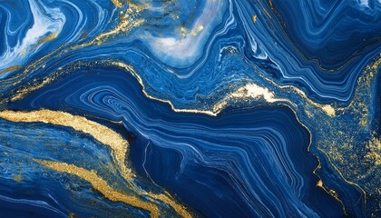 abstract blue marble texture with gold splashes luxury background