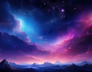 stunning cosmic landscape with vibrant stars and nebulas in deep blue and purple hues evoking the mystery and vastness of the universe s beauty and endlessness