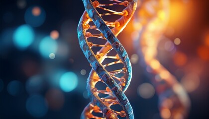 close up dna double helix molecule for genetics and biotech