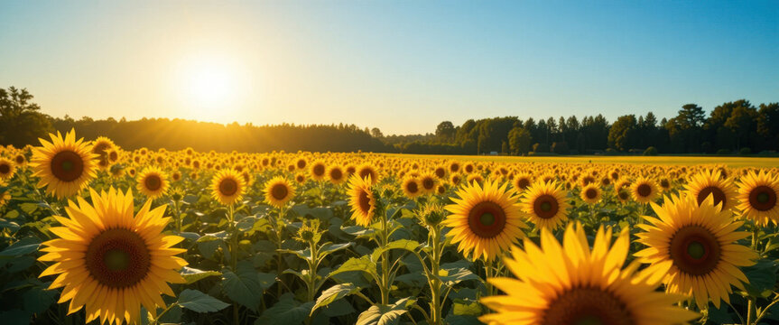 Sunflower field sunrise event countryside location nature photography content vibrant environment wide-angle viewpoint
