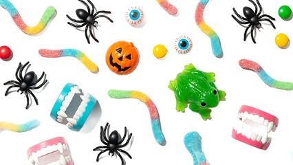 Spooky Sweets A Collection of Halloween Candies, Gummy Worms, and Festive Treats