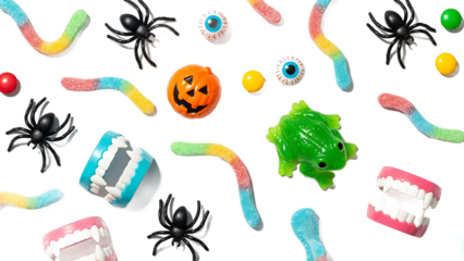 Spooky Sweets A Collection of Halloween Candies, Gummy Worms, and Festive Treats