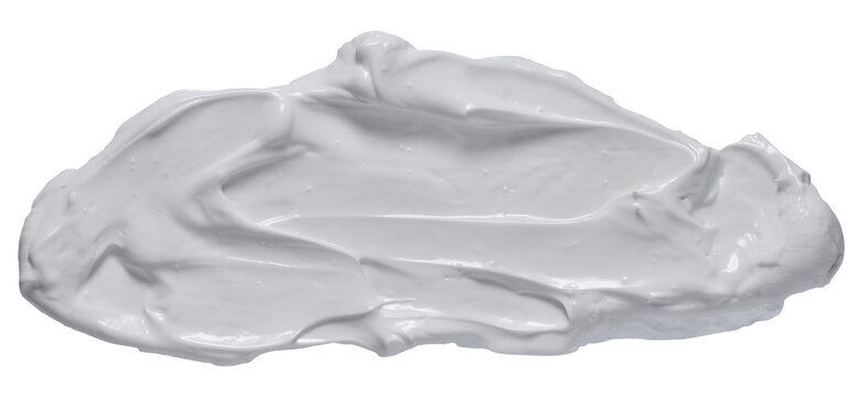 Smear of thick white paint or cream with a raised texture on isolated background