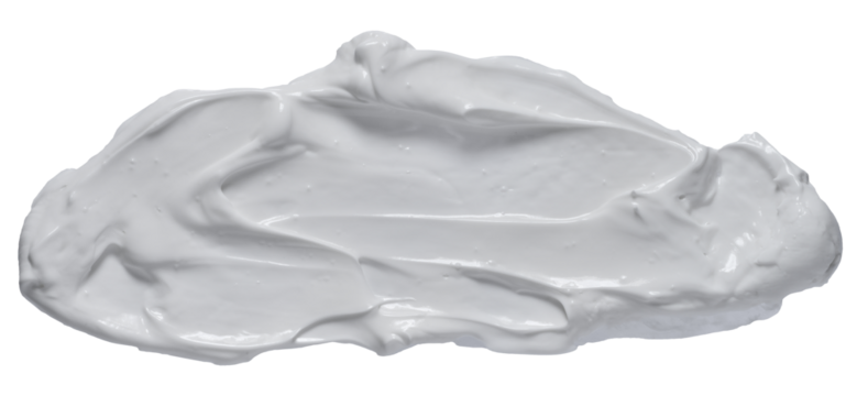 Smear of thick white paint or cream with a raised texture on isolated background