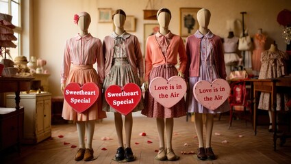 Valentine's Day Mannequins with Sweetheart Special and Love Signs