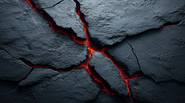 Cracked Earth Surface with Glowing Lava