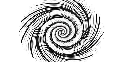 Black and white abstract swirl pattern illustration with a vortex design backdrop