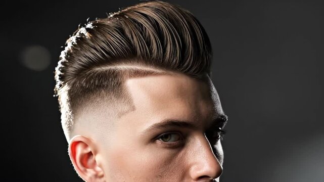 Stylish transformation: modern pompadour evolution under dramatic lighting