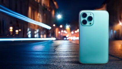 smartphone case on city street at night