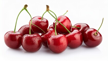 fresh ripe red cherries isolated on white background