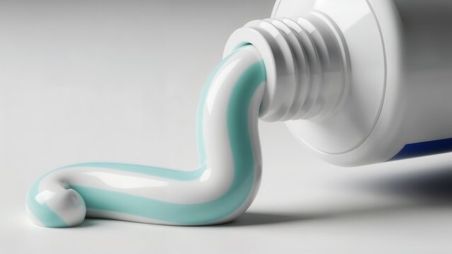 Toothpaste close-up in realistic creamy style with white and mint colors, oral care hygiene