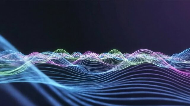 Abstract blue background with futuristic wave lines and light curve design creating a digital pattern illustration vector wallpaper and backdrop of motion energy shape
