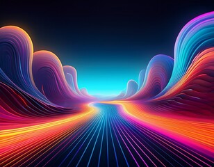 abstract neon landscape with swirling lines