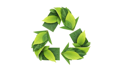 Eco-Friendly Recycling Green Leaves Symbolizing Sustainability and Environmental Responsibility, PNG