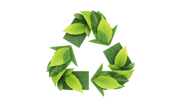 Eco-Friendly Recycling Green Leaves Symbolizing Sustainability and Environmental Responsibility, PNG