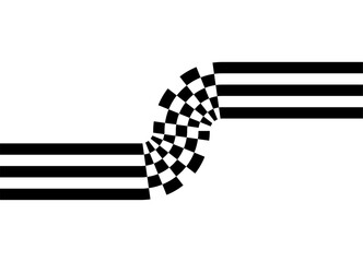 Sports vector pattern of black stripes on a white background. Modern dynamic design element for advertising, interior, packaging, games. Vector background. Finishing ribbon. Checkered