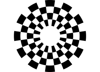 Round vector pattern of black pixels on a white background. Modern design element for advertising, interior, packaging, games. Vector background. Finish flag style